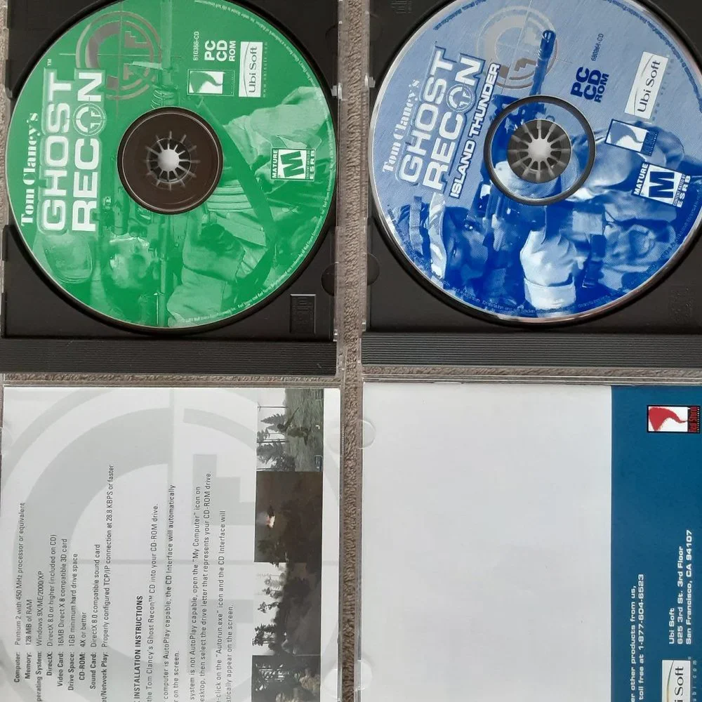 Vintage 2 PC Game Cd's Tom Clancy's Ghost Recon/ Island Thunder